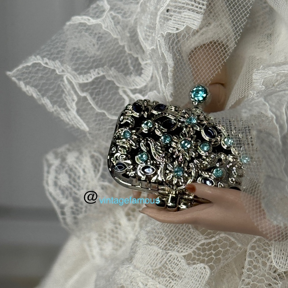 Integrity Fashion Doll Silver Metal Clutch Purse Blue Toys Poeme D'Amour Vanessa
